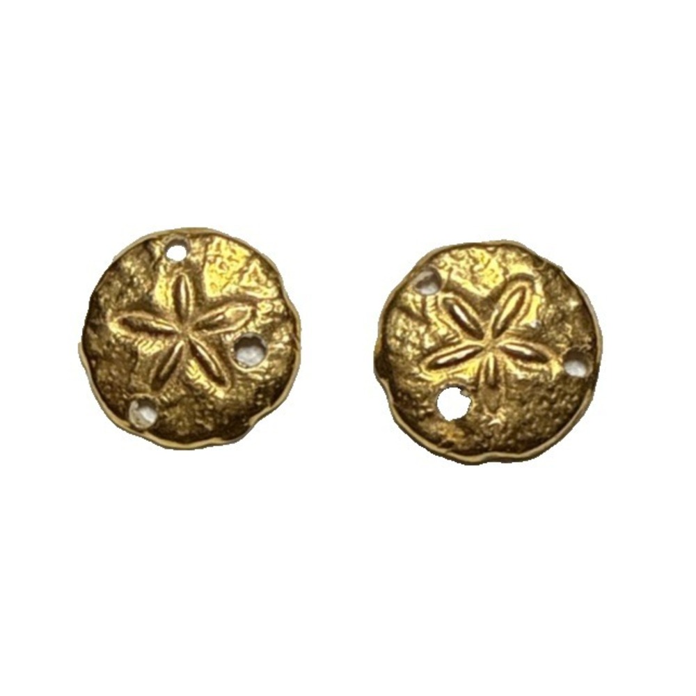Vintage Gold Tone Sand Dollar Stud Earrings J19-16